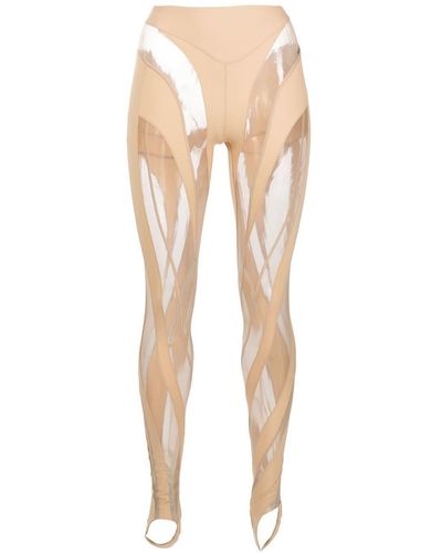 Mugler Sheer Panel Stirrup leggings - Natural