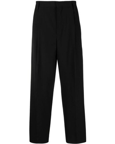 Maison Kitsuné Pleat-detail Cropped Pants - Black