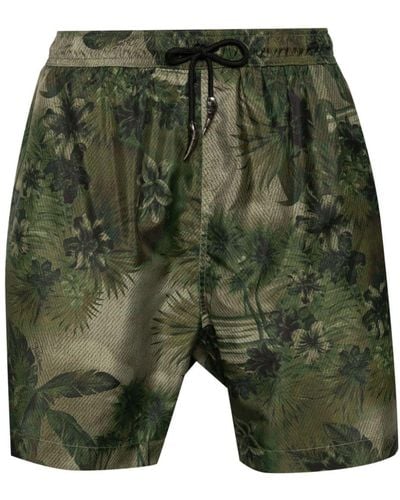 Roberto Cavalli Tiger Tooth-detailed Camouflage-print Swim Shorts - Green