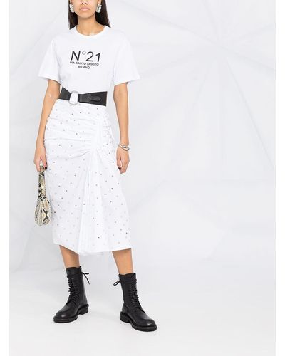 N°21 ビジュートリム スカート - ホワイト