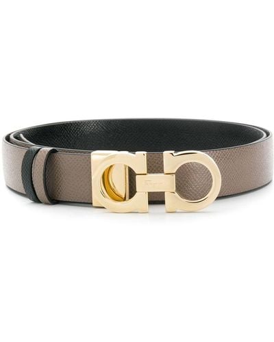 Ferragamo Logo-buckle Leather Belt - Black