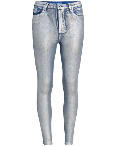 Karl Lagerfeld Logo-patch Metallic Skinny Jeans - Blue