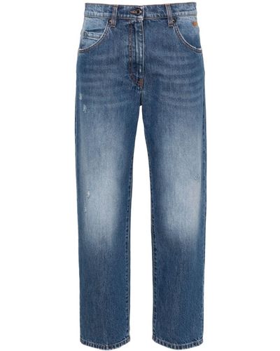 MSGM Jeans crop a vita media - Blu