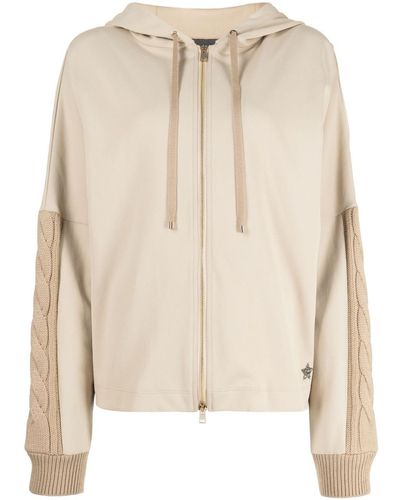 Lorena Antoniazzi Cable Knit-panelled Hoodie - Natural