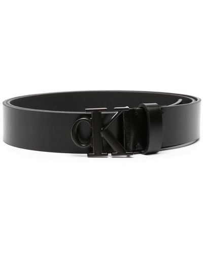 Calvin Klein Logo-buckle Leather Belt - Black