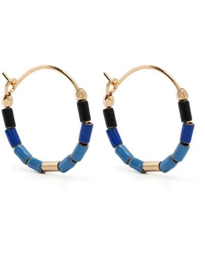 Isabel Marant New Color Strip Beaded Earrings - Blue