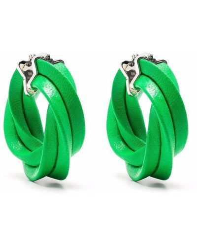 Bottega Veneta Twisted Hoop Earrings - Green