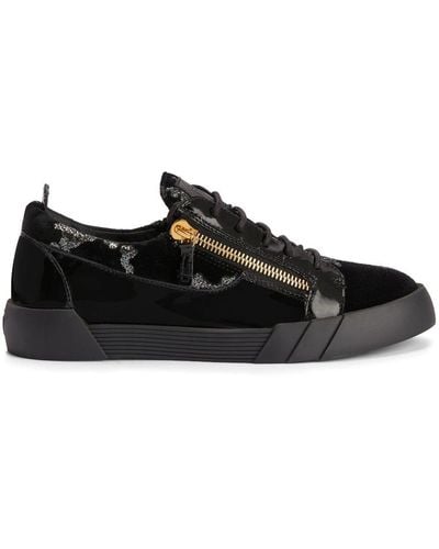 Giuseppe Zanotti Frankie Glitter-detailing Leather Sneakers - Black