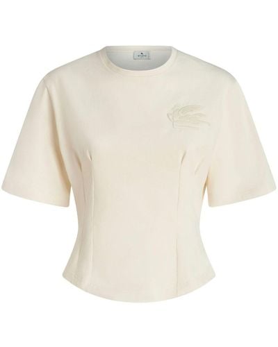 Etro T-shirt crop Pegaso - Bianco