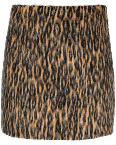 MSGM Leopard Print Mini Skirt - Brown