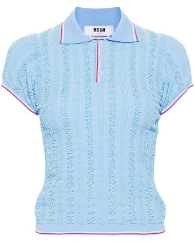 MSGM Ribbed Polo Top - Blauw