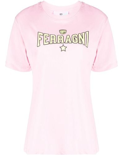Chiara Ferragni Camiseta con letras del logo - Rosa