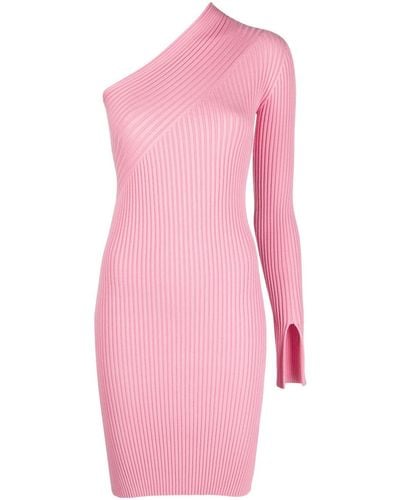 Aeron Off-shoulder Rib-knit Minidress - Pink