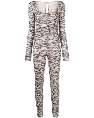 Patrizia Pepe Zebra-print Ruched Jumpsuit - Gray