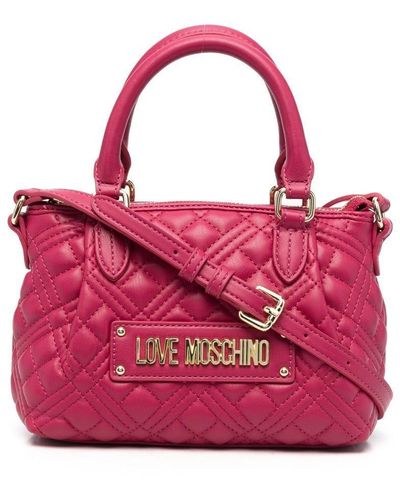 Love Moschino Logo-plaque Quilted Tote Bag - Purple