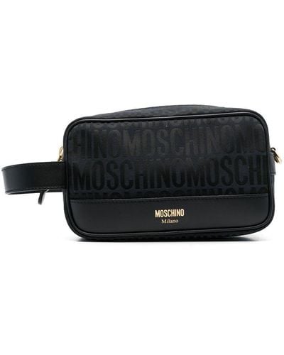 Moschino Fantasia Leather Logo-print Makeup Bag - Black