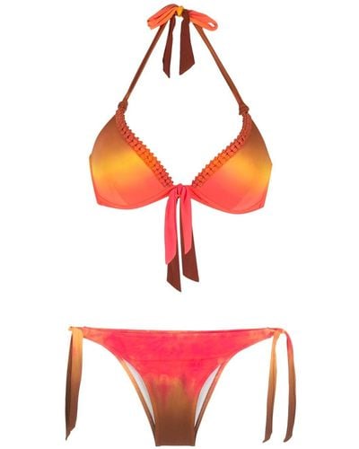 Amir Slama Set bikini con fantasia tie-dye - Rosso
