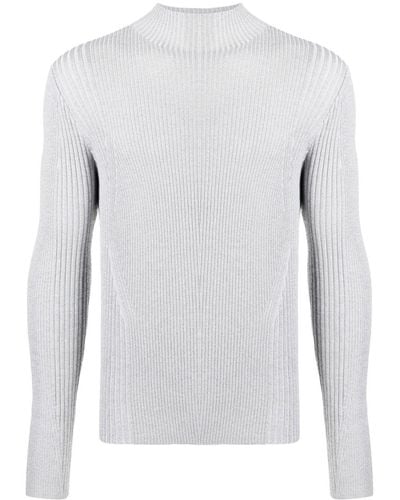 Dion Lee Reflective Ribbed-knit Sweater - Gray