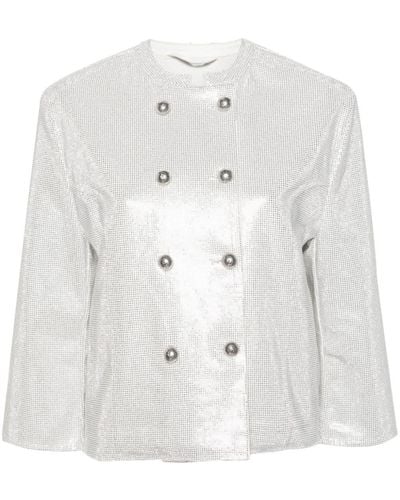 Ermanno Scervino Rhinestone-embellished Denim Jacket - White