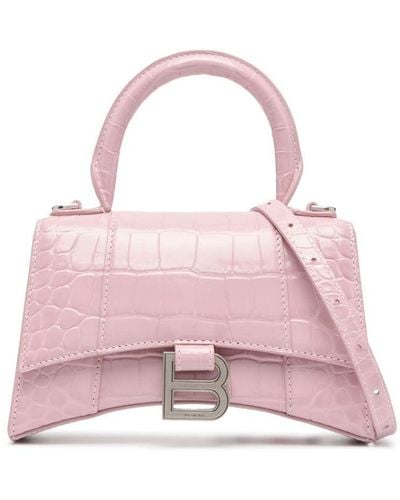 Balenciaga Xs Hourglass Leather Tote Bag - Pink