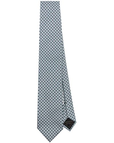 Brioni Seidenkrawatte aus geometrischem Jacquard - Blau