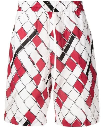 3.1 Phillip Lim Woven-print Deck Shorts - Red