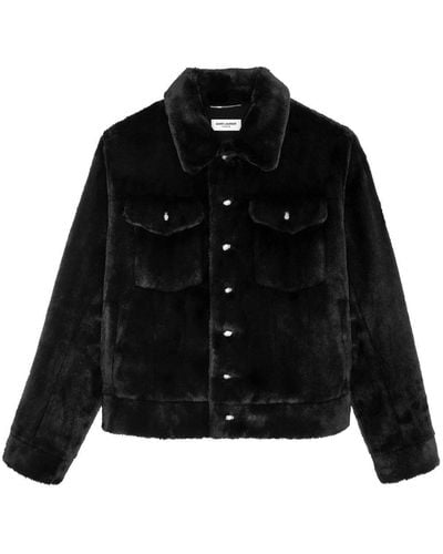 Saint Laurent Animal-free Fur Jacket - Black
