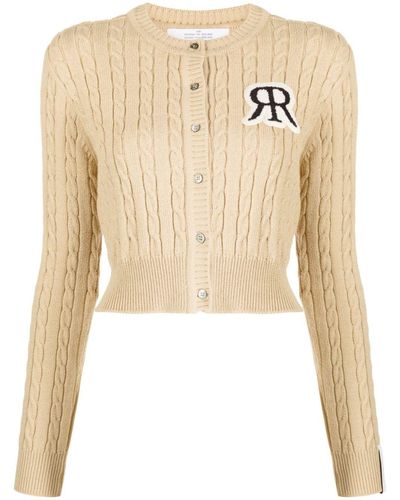 ROKH Logo-patch Cable-knit Cardigan - Natural