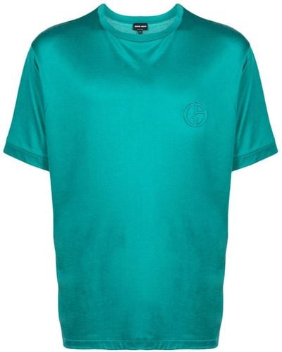 Giorgio Armani Camiseta con logo bordado - Azul