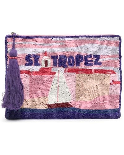 Mc2 Saint Barth St. Tropez-motif Beaded Clutch Bag - Purple