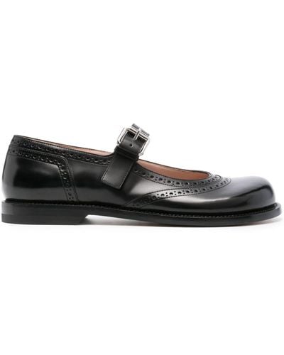 Loewe Campo Leather Mary Jane Shoes - Black
