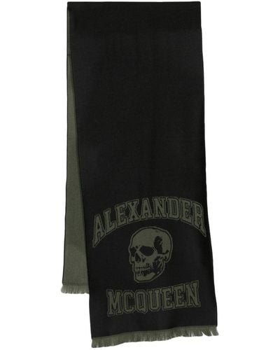 Alexander McQueen Écharpe en laine à logo jacquard - Noir