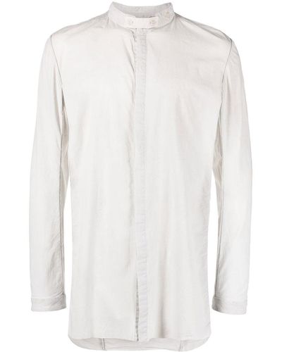 Boris Bidjan Saberi Long-sleeve Band-collar Shirt - White