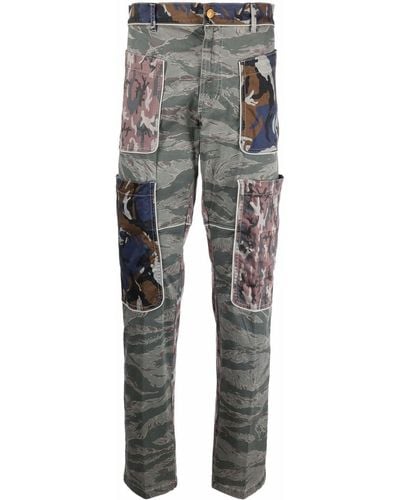 DIESEL Camouflage-print Straight-leg Trousers - Blue