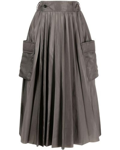 Sacai Pleated Midi Skirt - Gray