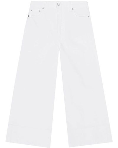 Ganni Jeans crop a vita media - Bianco