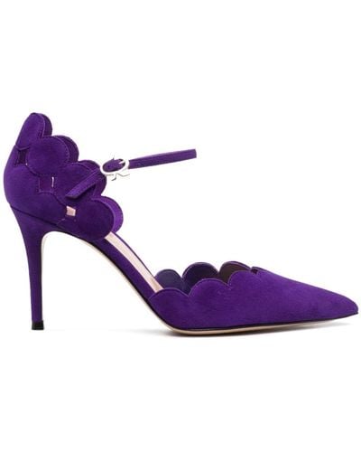 Gianvito Rossi Ariana D'orsay 85mm Suede Court Shoes - Purple