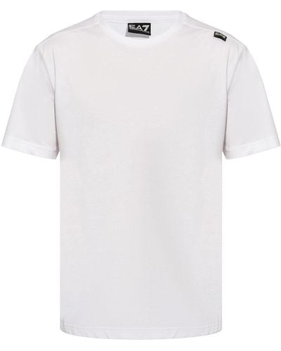 EA7 Logo-print Cotton T-shirt - White