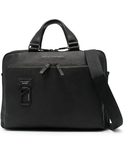 Piquadro Leather Laptop Bag - Black