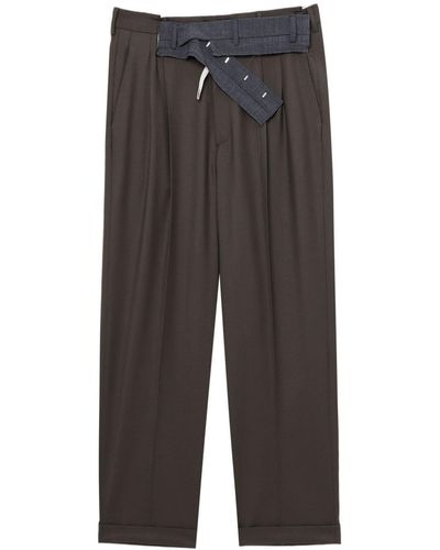 Magliano Belted Virgin Wool Trousers - Grey