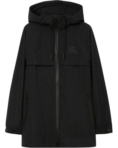 Burberry Ekd-print Belted Hooded Parka - Black