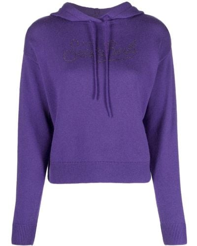 Mc2 Saint Barth Logo-appliqué Fine-knit Hoodie - Purple
