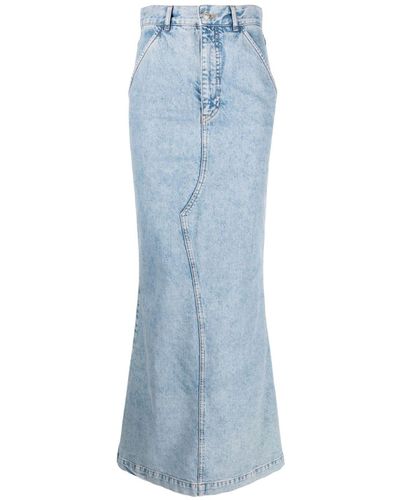 Moschino Jupe longue en jean à effet délavé - Bleu