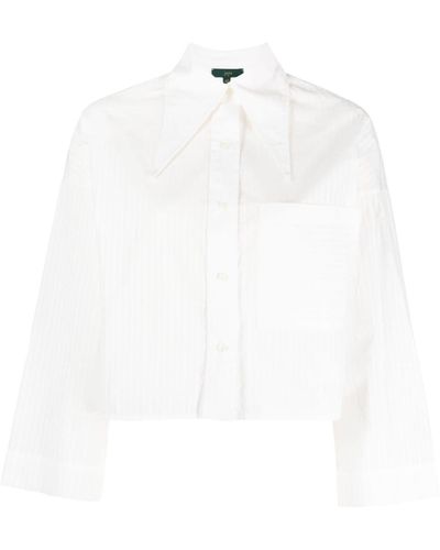 Jejia Cropped Striped Shirt - White