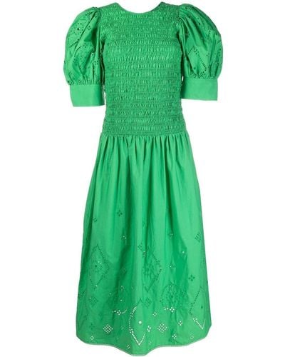 Ganni Cut Out-detail Midi Dress - Green