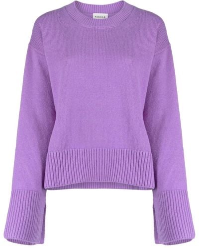 P.A.R.O.S.H. Slit-sleeve Wool Sweater - Purple