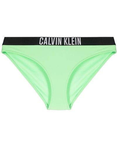 Calvin Klein Logo-waistband Bikini Bottoms - Green