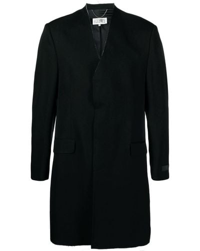 MM6 by Maison Martin Margiela Collarless Wool Coat - Black