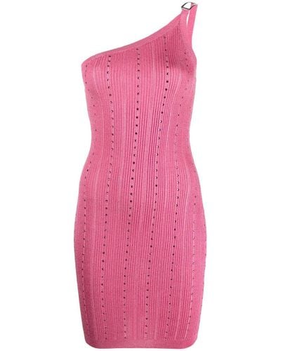 Alessandra Rich One-shoulder Knitted Dress - Pink