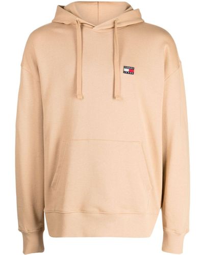 Tommy Hilfiger Logo-patch Cotton Hoodie - Natural